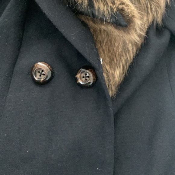 Black faux fur jacket blazer size S removable‎ fur black brown classic elegant - Picture 3 of 12
